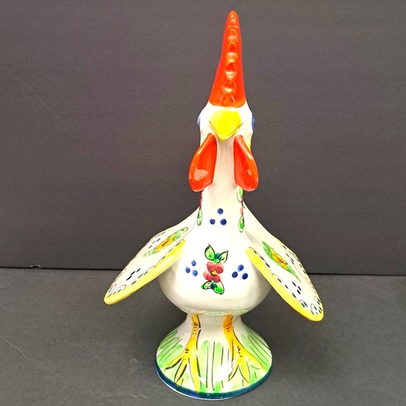 Vintage hand-painted ceramic folk art " Good Luck"  rooster made in Portugal - Picture 4 of 10